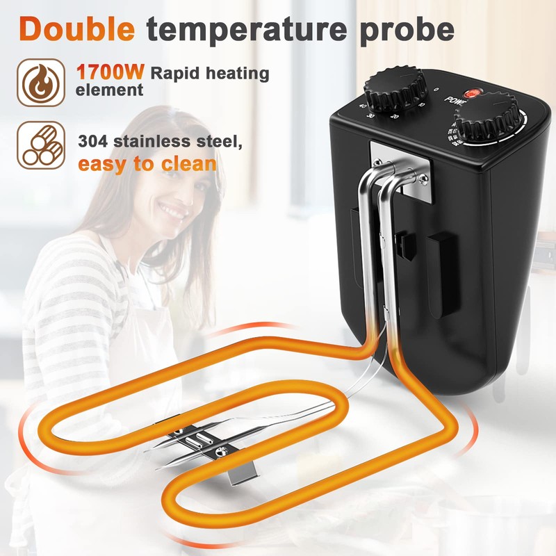 CHEFJOY Electric Deep Fryer with 3 Baskets, 5.3Qt Adjustable Temperature