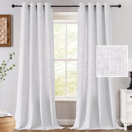 H.VERSAILTEX Extra Long Linen Curtains 108 Inches for Living Room Set of 2 Panels Grommet Drapes Linen Fabric Privacy Curtains for Patio Door, 52" W x 108" L, Natural White