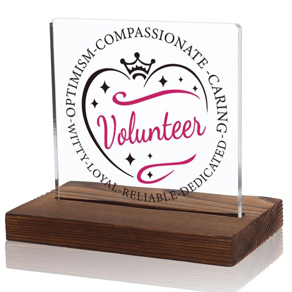 Volunteer Acrylic Plaque – Recognition Gift for Volunteers, Appreciation Desk
