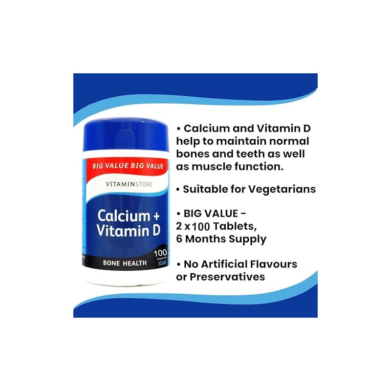 2 x Calcium & Vitamin D Tablets, 200 Tablets –