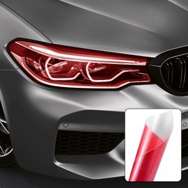 UZZH Car Headlight Tail Light Tint Film, 11.88×48 Inch Self-Adhesive Tint Film Brake Lights Fog Lights Taillight Vinyl Wrap Protector Film Sticker (Red)
