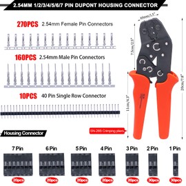 Twidec/600PCS 2.54mm connector kit 1/2/3/4/5/6/7 Pin Housing Connector With 2.54 Male and Female Terminals Connectors And Wire Terminal Crimping Pliers Crimping Tools