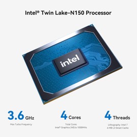 OUMAX Mini PC, Intel Twin Lake-N150(4C/4T, up to 3.6GHz)，Mini Desktop Computer 16GB DDR4 500GB M.2 SSD, Support 4K Dual Display/USB 3.2/WiFi 5/BT 5.0 for HTPC/Office/Business, Black