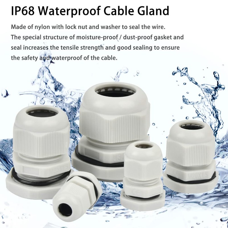 DODUOS 44-Piece Cable Gland Set IP68 Waterproof Closure Cable Screw