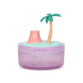 Mini Desk Humidifier with Coconut Tree Landscape Decoration, Colorful Light, 320ml Capacity, Cool Mist, USB Powered. Perfect for Bedroom, Office & Car