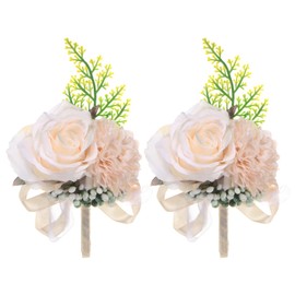 M METERXITY 2-Pack Boutonnieres for Men, Artificial Rose Flower Men Pocket Boutonnieres with Pin for Wedding/Anniversary/Formal Party [Nude Pink]