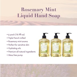 A LA MAISON French Liquid Hand Soap, Rosemary Mint - Natural Hand Wash Made with Essential Oils - Biodegradable, Plant-Based, Vegan, Cruelty-Free, Alcohol & Paraben Free (16.9 oz, 6 Pack)