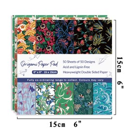 Origami Paper Kit 50 Sheets 6 Inch Square Double Sided Color 50 Vivid Japanese Washi Chiyo Colors for Hand Crafts Origami Paper Arts Creativity Flowers