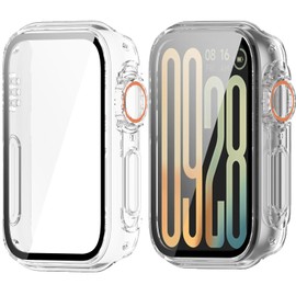 Compatible with Xiaomi Smart Band 9 Pro Case Cover Screen Protector Case with Tempered Glass Film Screen Protection Case Scratch Resistant Bumper Cover Defense Edge for Xiaomi Band 9 Pro (Clear)