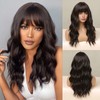 HAIRCUBE Long Curly Wigs for Women, Dark Brown Wigs, Synthetic