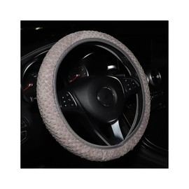 JNNJ Plush Warm Elasticated Car Steering Wheel Cover, Universal Soft Non-Slip Steering Wheel Cover Protector, Fluffy Velvet Steering Wheel Cover, Cute Automotive Interior Accessories(Gray)
