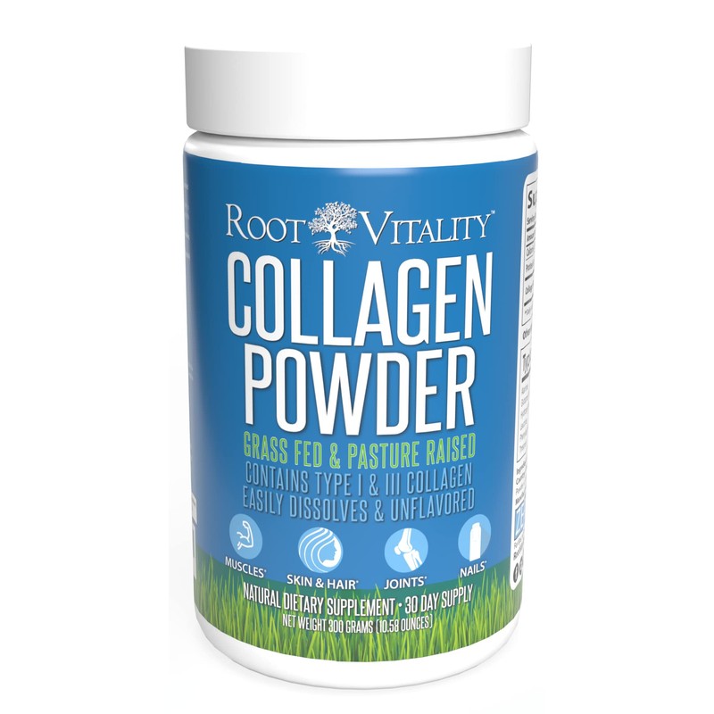 Root Vitality Collagen Peptides Powder - Grass-Fed, Pasture-Raised Hydrolyzed Protein