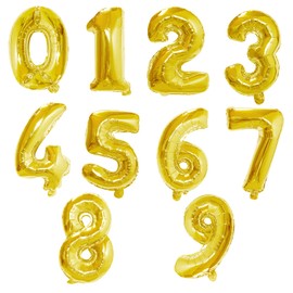 WedDecor 16 Inch Foil Balloons Number 8, Self-Sealing Foil Balloons, Self-Inflating Number Balloons for Birthday Parties, New Year Decorations, Anniversaries, Party Supplies, Gold