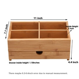 GOBAM Makeup Storage Drawer Organizer Bamboo Cosmetic Display Box, Makeup Brush Holder Fits your Vanity, Bathroom Counter or Dresser