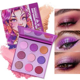 16 Color Purple Blue Green Pink Gold Colorful Matte Glitter Eyeshadow Palette with Mirror for Eye Makeup,Highly Pigmented Korean Natural Rainbow Eye Shadow palette,Blendable-01