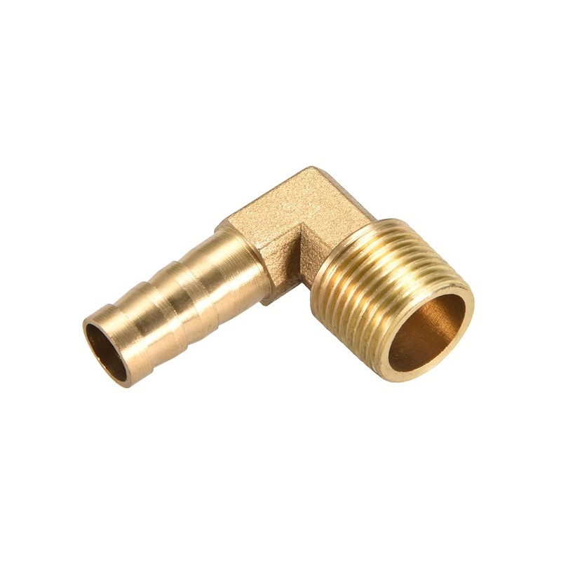 sourcing map Brass Barb Hose Fitting, 90 Degree Elbow 10mm