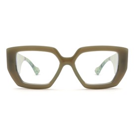 Hycredi Thick Frame Blue Light Glasses for Women Men Fashion Oversized Square Computer Gaming Eyeglasses with Clear Lens-Green