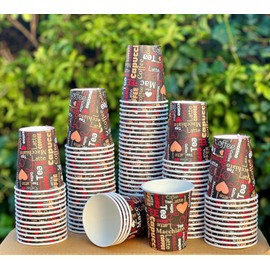 HOT BARGAINS 100 x 12oz 360ml Disposable Single Wall Printed Paper Cups for Hot Drinks (Pack of 100)