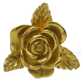 Tecrio Brass Vintage Brass Rose Shaped Cabinet Knobs - Set of 2, 46mm Diameter -Gold Drawer Knobs for Kitchen Cabinet Dresser (Gold-Rose)