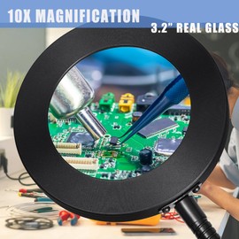 MagnieOpti Magnetic Helping Hands Soldering Station with 4 Magnetic Pillars PCB Holder, Magnifying Glass with light, Magnifier with Extra Hand Tool for Electronic Repair Soldering Jewelry Crafts