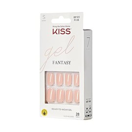 KISS Gel Fantasy Ready-To-Wear Fake Nails, Short, Square - Midnight Snacks, Smudge Proof, Waterproof, No Dry Time, Durable, Flexible, DIY Manicure, Salon Quality, Long Lasting | 28 Count