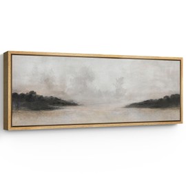 SIGNFORD Large Framed Canvas Print Wall Art Misty Forest Landscape Tranquil Nature Scene Illustrations Modern Art Relax/Calm Warm for Living Room, Bedroom, Office - 60"x20"