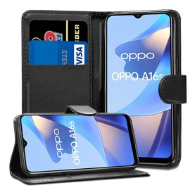 GAPlus OPPO A16s / A54s Leather Case - Premium Wallet Case Leather Flip Cover [Card Holder] [Magnetic Closure] Black