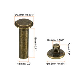 PATIKIL 100 Sets Chicago Screws, M5 x 18 mm Chicago Screws Phillips Binding Screws Bolts Leather Rivet Fasteners Connectors Steel for Leather Belts Scrapbook Photo Albums Brown