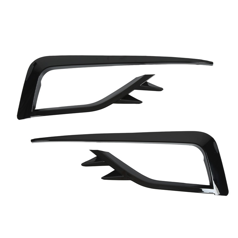Pair Front Fog Light Lamp Eyebrow Trim Glossy Black for