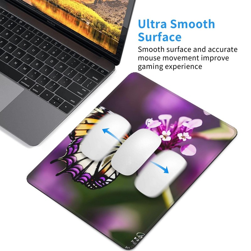 Purple Plum Butterfly Desk Computer Pad-Gaming Computer Mat for Office