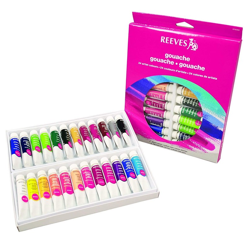 Reeves Gouache Colour Tube Set, 10 ml - 24 Pack