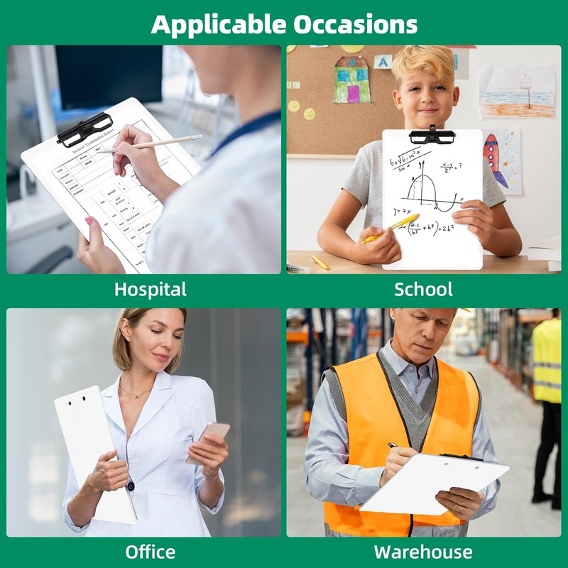 FRETONBA White Clipboard with Pen Holder, 2 Pack Plastic Clipboard