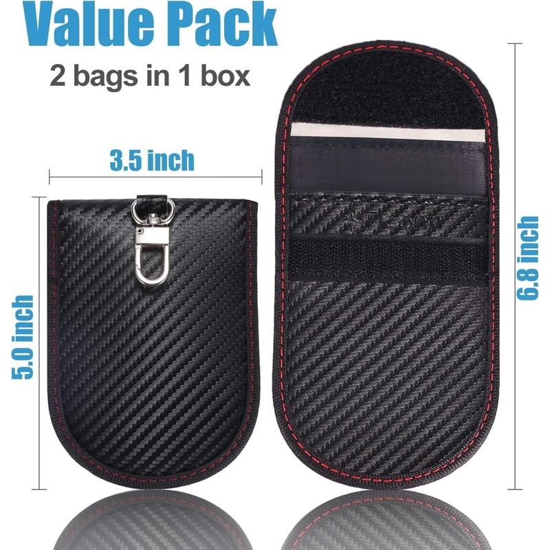 2PK Faraday Bag for Key Fob, 3.5''X5.0'' Faraday Cage Protector,