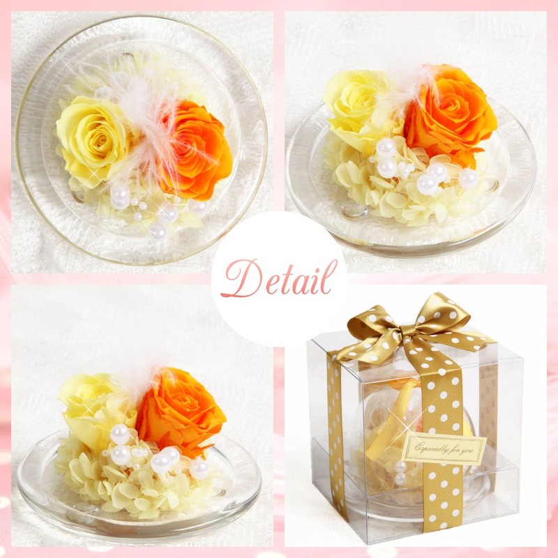 TEATSIGHT Preserved Flower Arrangement, Wrapped, In a Glass Pot, 2 Flowers