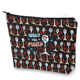 WZMPA Funny Movie Cosmetic Bag Movie Fans Gift What The Fork Makeup Zipper Pouch Bag Cartoon Character Merchandise (What The Fork Bl)