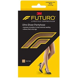 Futuro Energizing Women's Mild French Cut Lace Panty Ultra Sheer Pantyhose Size Plus Nude - 1 Pair, Pack of 3