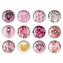 Pink Heart Glass Refrigerator Magnets Strong,12Pcs Magnets for Fridge,Funny Fridge Magnet Shape,Cute Small Tiny Magnet for Kitchen Whiteboard Door Decorative (Pink Refrigerator Stickers)