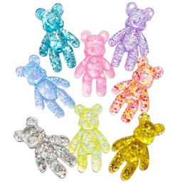 Daimay 20 Pieces 10 Colors Cute Bear Charm Pendants Cartoon Bear Keychain Pendants Resin Gummy Bear Candy Necklace Colorful Bear for Earring Bracelet DIY Jewelry Making - Glitter Gradient 3D