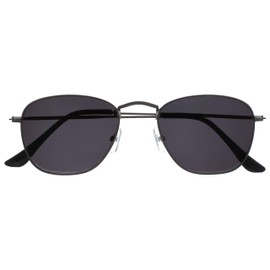 OPULIZE Sky Reading Sunglasses Thin Rimmed Classic Shape Metal Frame Scratch Resistant Tinted Lens UV400 Protection Lens Matt Gunmetal Black Tips Mens Womens S95-7 +3.00