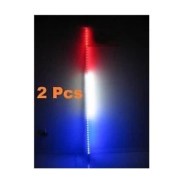 DW 2Pcs 5 Feet Quick Release ATV UTV LED Light Whip with Flag - Red / White / Blue