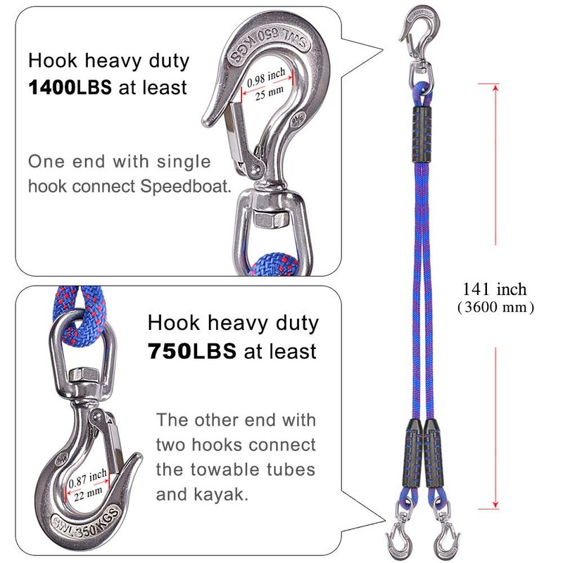 24 ft Heavy Duty Boat Tow Harness, Boat Tow Ropes,