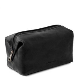 Tuscany Leather , Unisex Wash Bag Leather, black