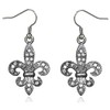 DianaL Boutique Gorgeous Silver Tone Fleur De Lis Earrings Clear