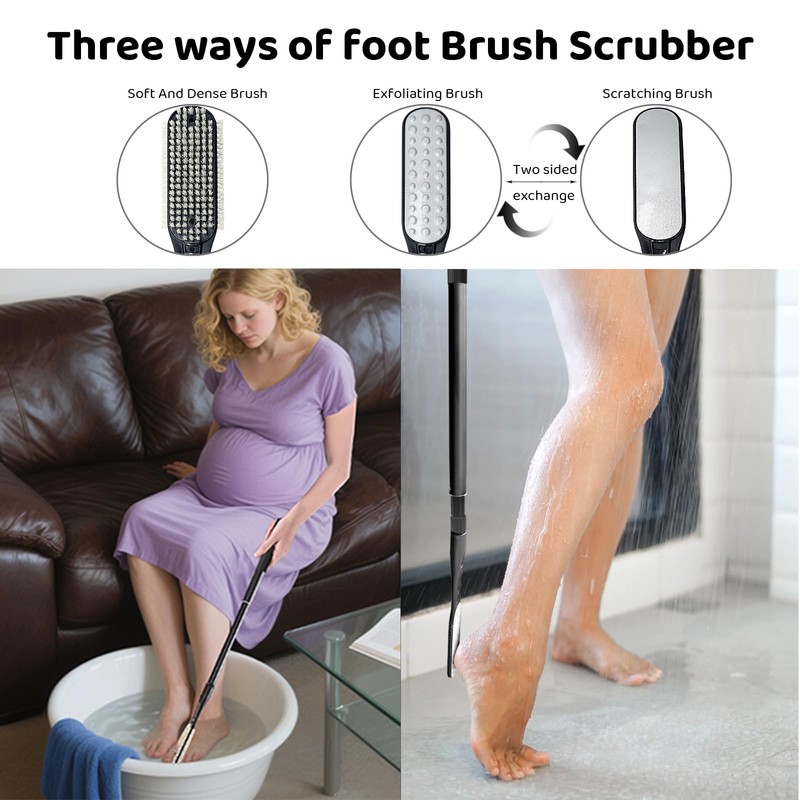 Gobiteli Toe Cleaning Brush, 18.8"-25.9" Telescopic Long Handle Foot Brush,Foot