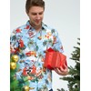 SSLR Camisas de Navidad hawaianas para hombre, Azul, Large