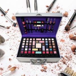 Glamza 68 Piece Vanity Makeup Set Eyeshadow Lipgloss Eyebrow Face Powder Concealer Case