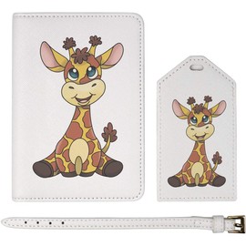 Azeeda 'Cute Baby Giraffe' Passport Cover & Luggage Tag Travel Set (PA00030099)