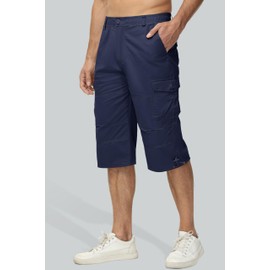 MAGCOMSEN Tactical Shorts Men Work Shorts for Men Elastic Waist Cargo Shorts Men Camping Shorts Hiking Shorts Mens Fishing Shorts Outdoor Shorts Capri Pants Navy