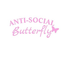 Anti-Social Butterfly Funny NOK Decal Vinyl Sticker |Cars Trucks Vans Walls Laptop|Pink|7.5 x 3.5 in|NOK1044