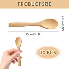 Mini Wooden Spoons, 10PCS Shallow Pointed Mouth Tiny Little Small Wooden Spoons Set Mini Bamboo Spoons lacquer Wooden Spoons for Tasting Mixing Smooth Surface Non-Stick Safe for Use